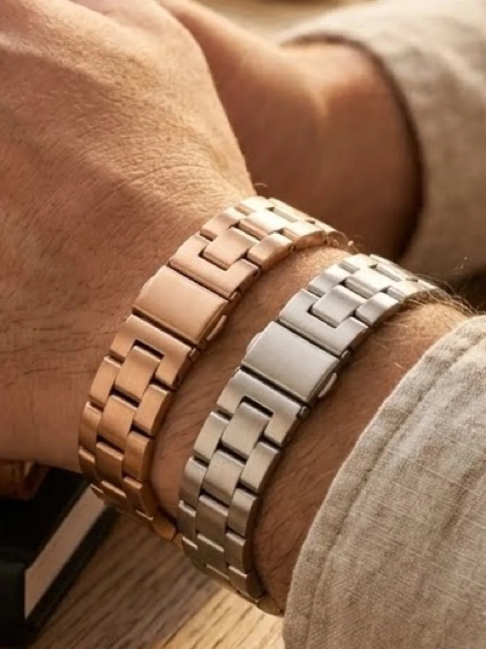 2pc Metal Link Watch Bands Set 38/40/41mm Silver Rose Gold 7